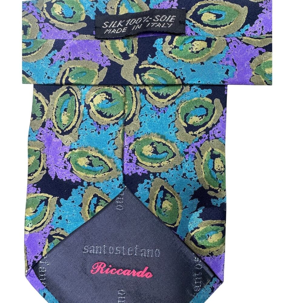 Vintage Riccardo Santostefano 100% Silk Tie Made in Italy preppycore old money‎